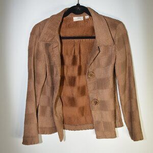 Erin by Erin London Brown Jacket Big Buttons Petite Small Vintage Textured CUTE